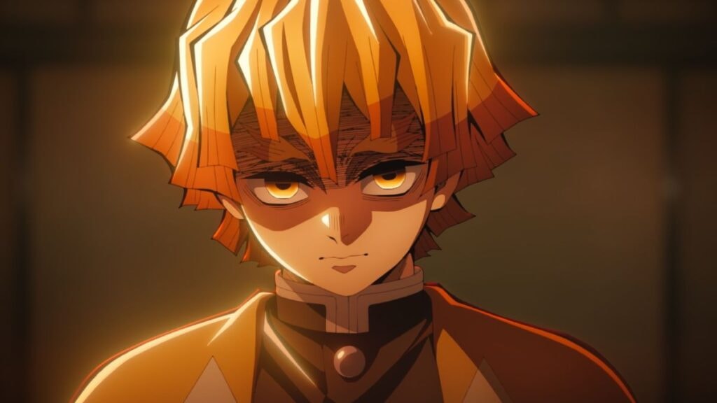 Zenitsu avec un regard froid de colère dans Demon Slayer La Forteresse Infinie