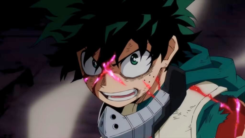 Deku avec un visage de vilain dans My Hero Academia World Heroes Mission