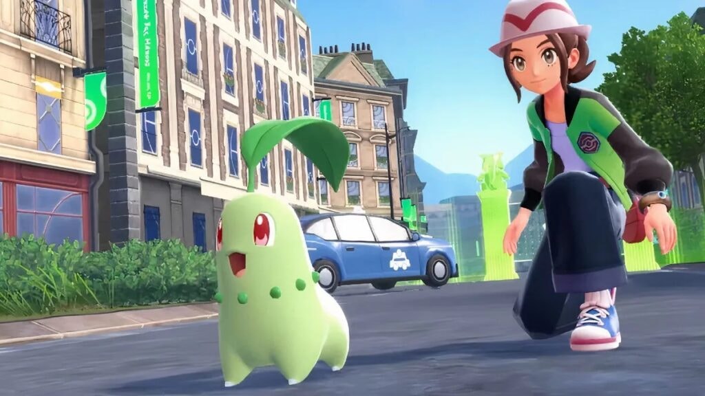 Germignon et son dresseur se préparant au combat dans Pokémon Legends ZA
