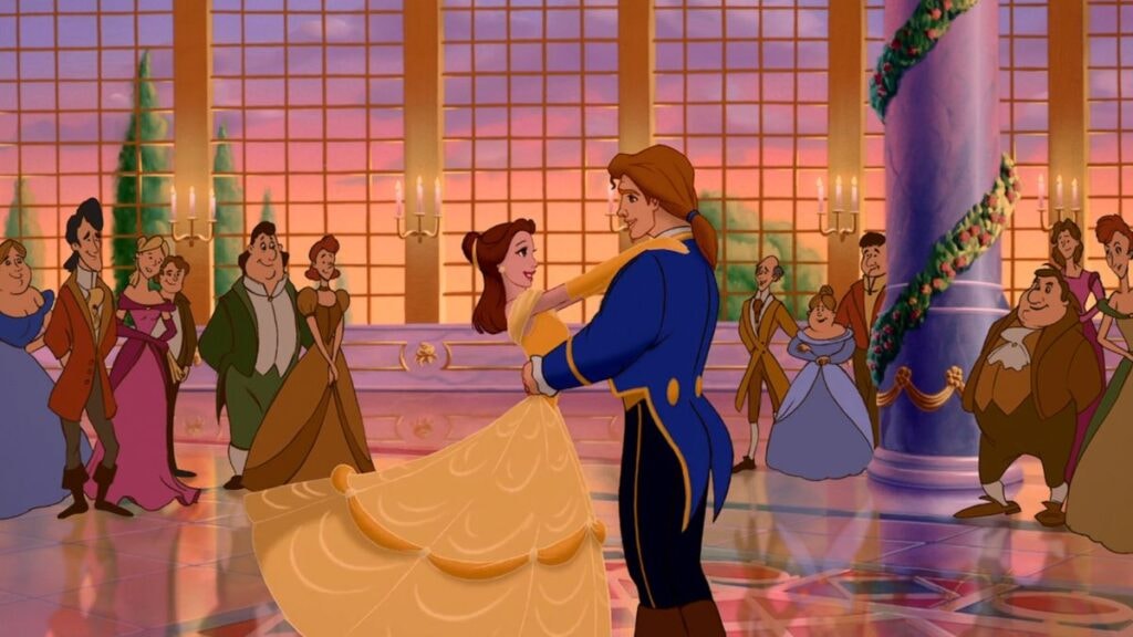 Belle danse avec le prince à la fin du film La Belle et la Bête