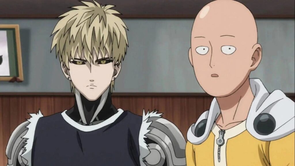 Saitama et Genos dans un dojo de l'anime One Punch Man