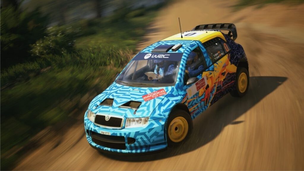 Une voiture dérapant lors d'une course de rally dans Ea Sports WRC 24