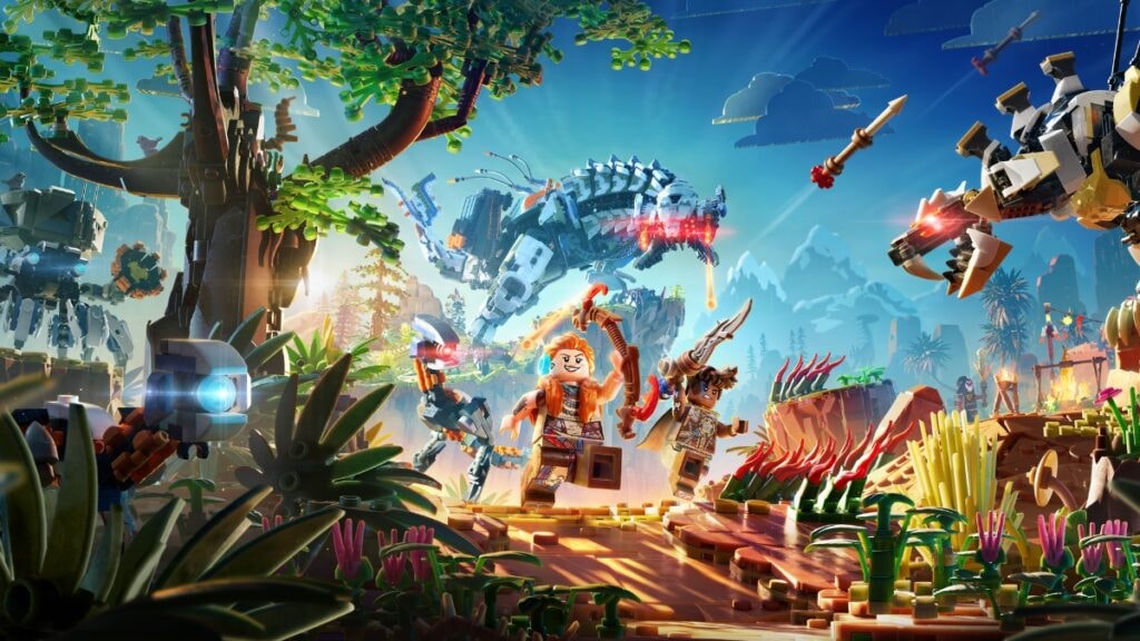 Aloy et les chasseurs du monde d'Horizon dans LEGO Horizon Adventures