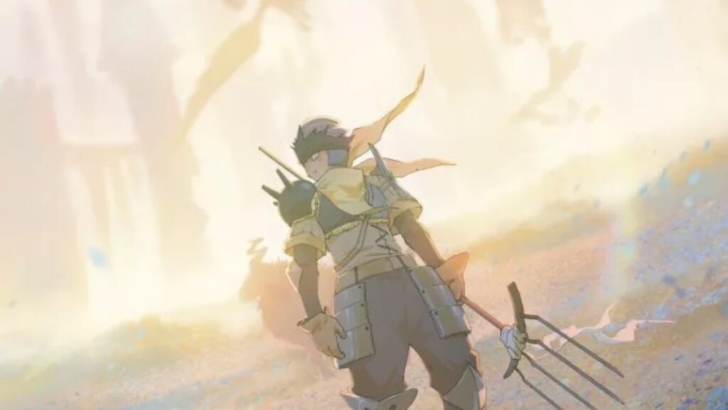 Bard tenant une fourche sur la couverture du manga Fabula Fantasia