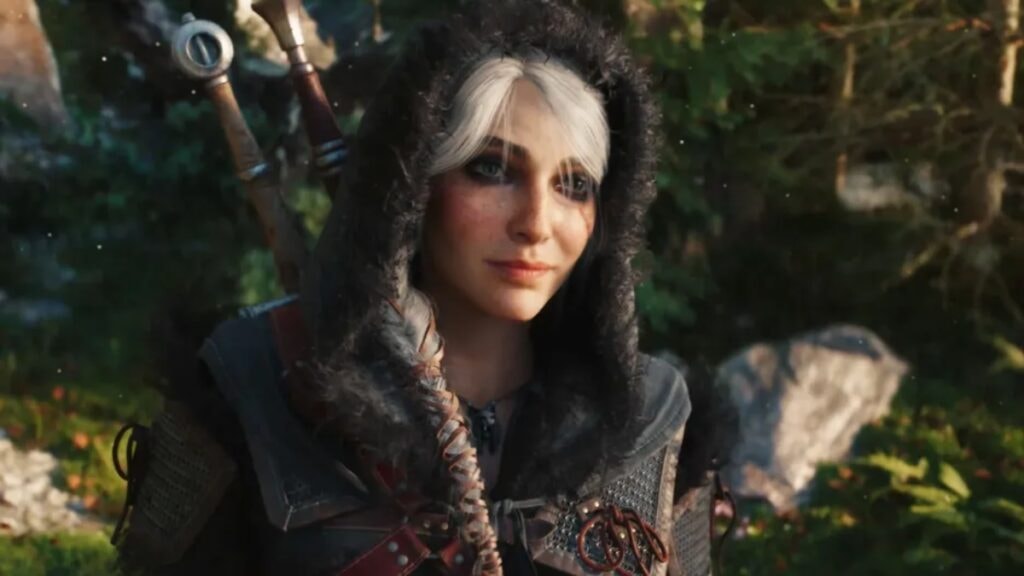 Ciri souriant sous la neige dans The Witcher 4