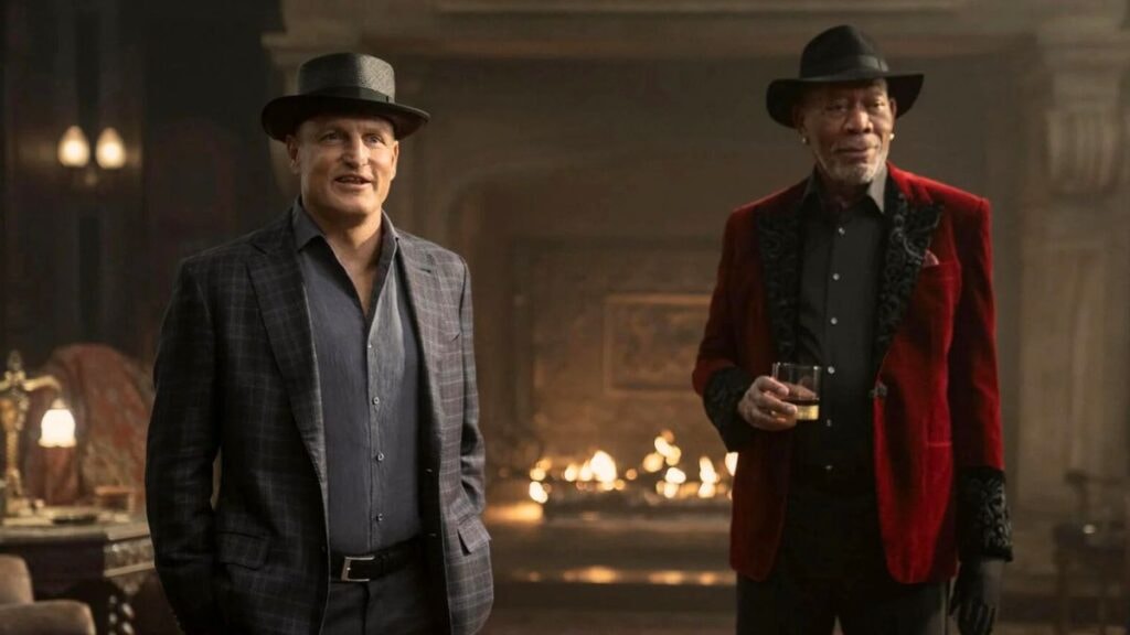 Merritt (Woody Harrelson) et Thaddeus (Morgan Freeman) dans Insaisissables 3