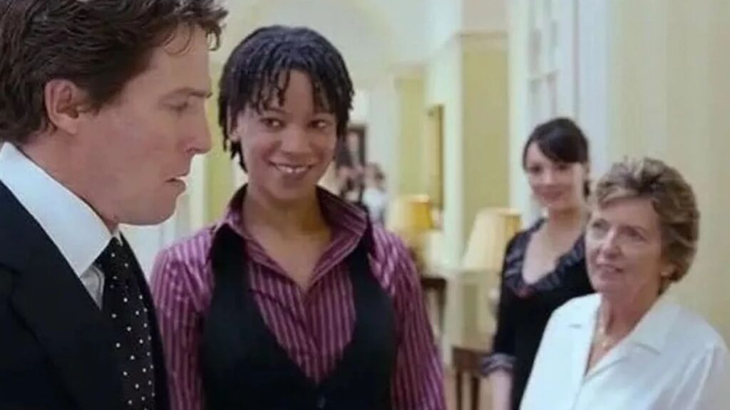 Hugh Grant et Jill Freud dans le film Love Actually.
