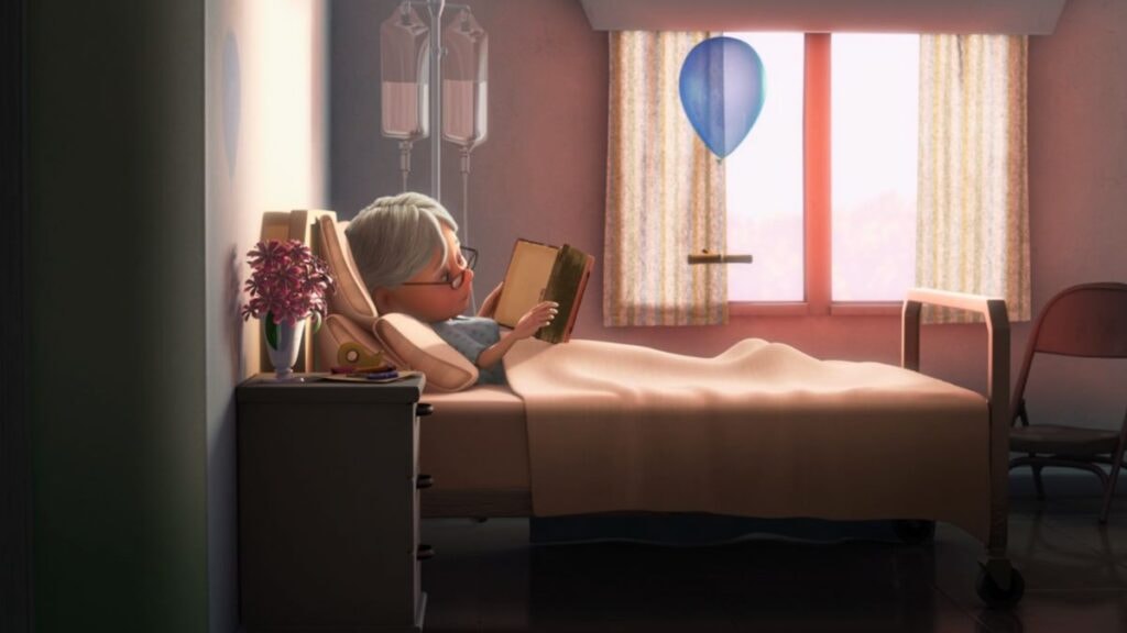 Ellie à l'hôpital dans le film Là-haut