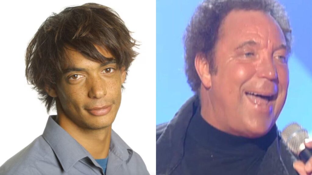 Georges-Alain Jones de la Star Academy 2 et le chanteur Tom Jones dans l'émission Hit Machine.