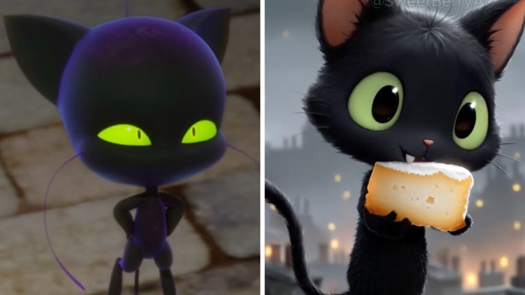 Plagg dans Miraculous et version Pixar