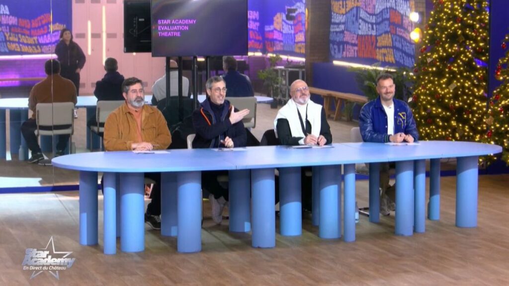 Papy, Michaël Goldman, Oscar Sisto et Hugues Hamelynck à la Star Academy 2025.