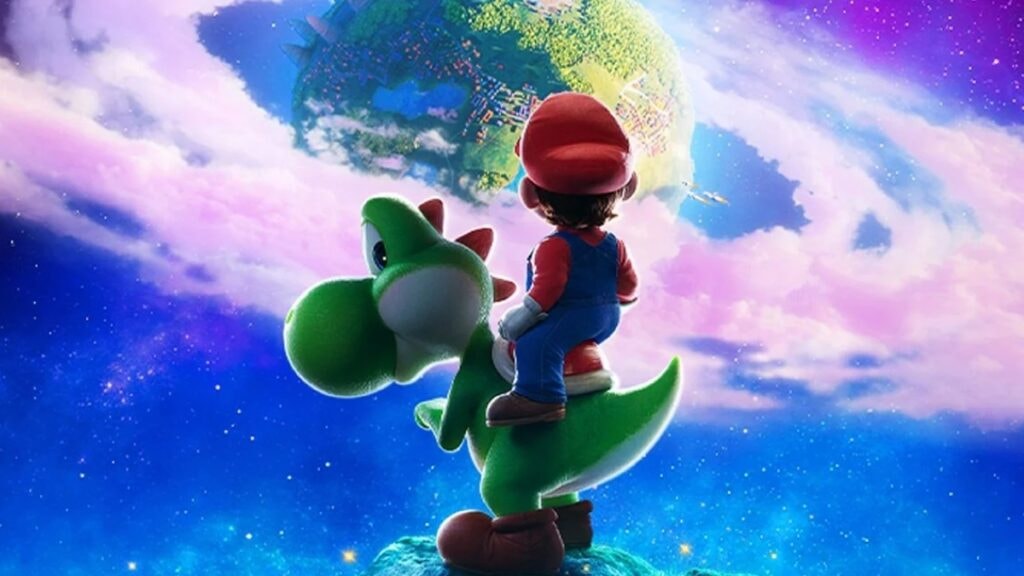 Mario à dos de Yoshi sur l'affiche de Super Mario Galaxy, le film