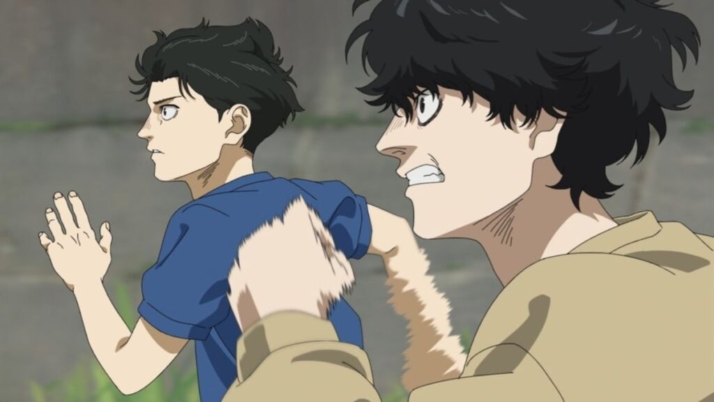 Togashi et Komiya s'affontant pour la première fois durant leur enfance dans 100 mètres