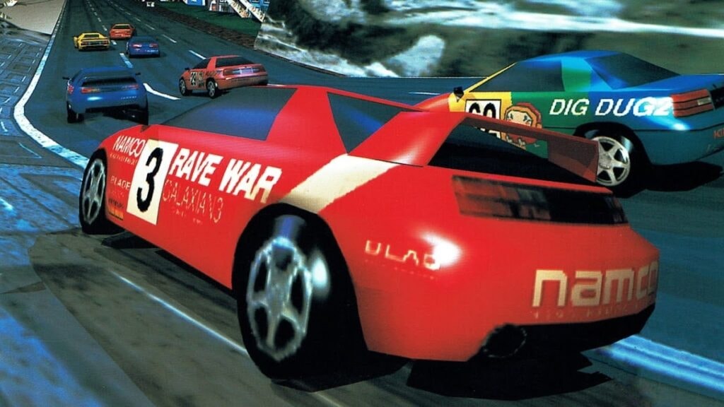 Des voitures faisant la course dans le jeu vidéo Ridge Racer