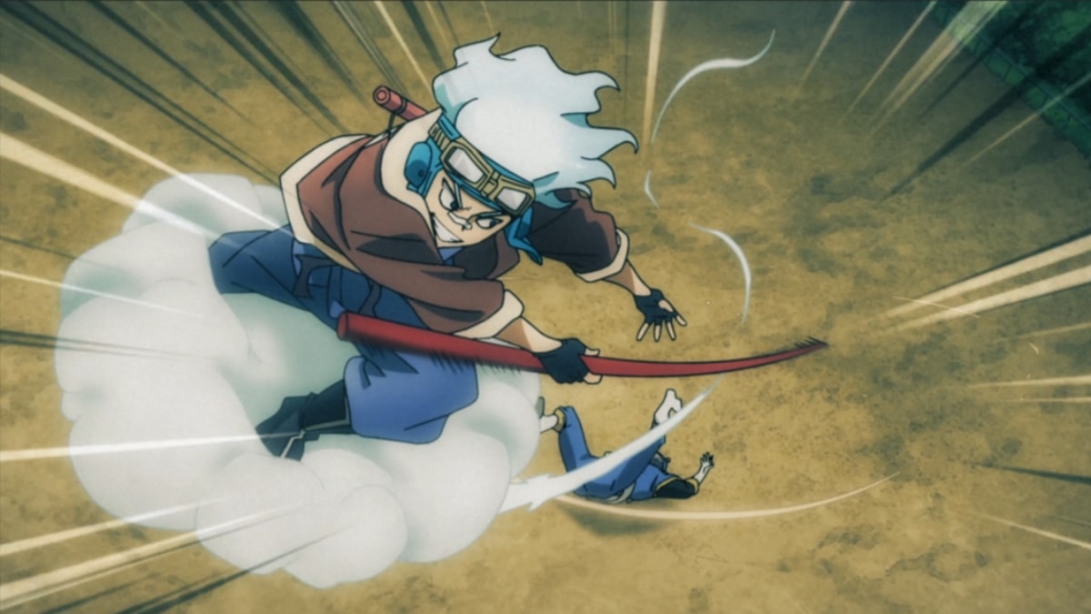 Oboro Shirakumo dans son uniforme de héros dans My Hero Academia Vigilantes