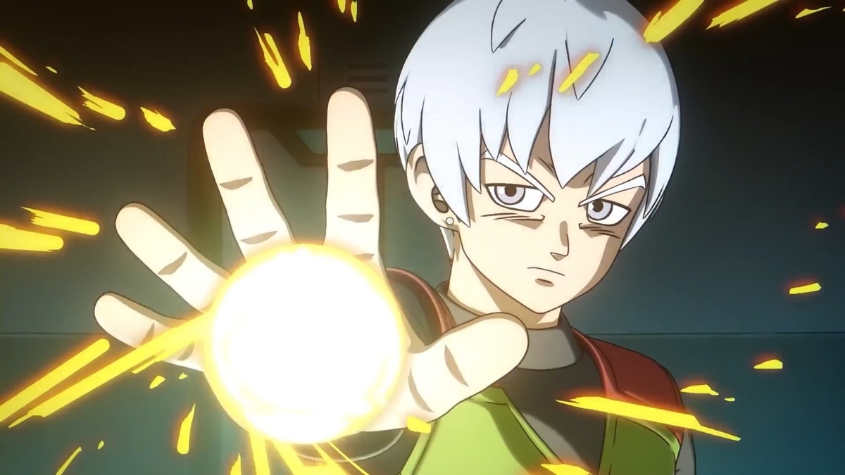 Un Saiyan inconnu maniant un boule d'énergie dans Dragon Ball Age 1000