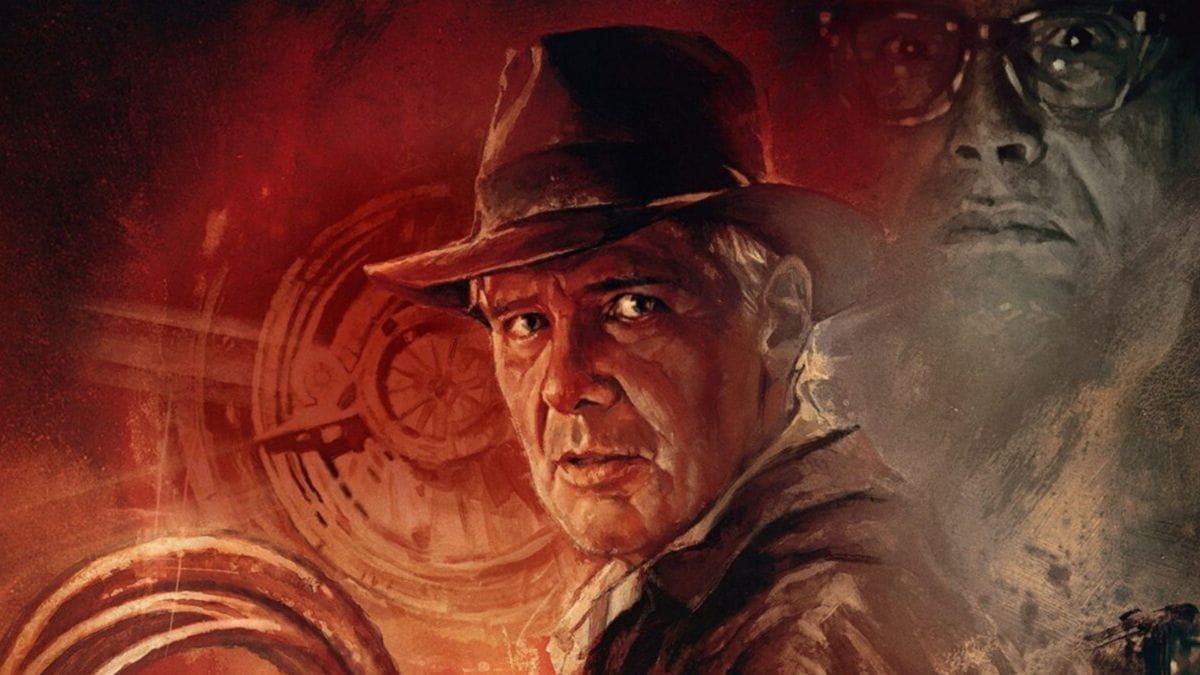 Harrison Ford à l'affiche du film Indiana Jones et le Cadran de la Destinée.